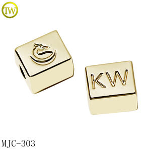 사용자 정의 에나멜 로고 구슬 금속 이름 펜던트 실버 아연 합금 가죽 팔찌 조정 가능한 느슨한 슬라이더 구슬 보석 메이커의 도구 - Product Image 5