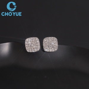 Hot Sale HPHT Lab Diamonds Stud <b>Earrings</b> Real 925 Silver Gold Plated Claw Setting Luxury Square Screw <b>Back</b> Stud <b>Earring</b> Jewelry - Product Image 4