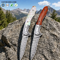 Couteau pliant tactique de Damas, couteau de poche pour la chasse et la survie en extérieur, couteau personnalisé à ouverture assistée, outil, cadeau pour homme DM014