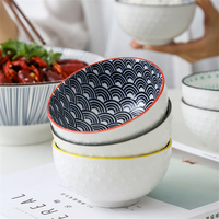 Bol à ramen en relief sous glaçure ensemble de bols à soupe de nouilles en céramique de plusieurs couleurs
