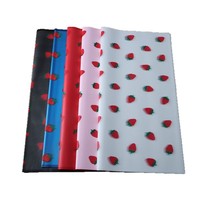 Papier d'emballage pour fleurs imprimé motif fraise de luxe, imperméable, double face, revêtement PVC, pour matériel d'emballage de fleuristes