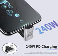 Adaptateur d'extension d'adaptateur USB C à angle de 180 degrés, connecteur 40Gbps de type C mâle à femelle en forme de U