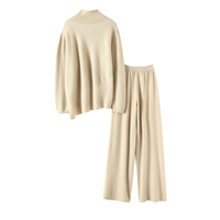 Ensemble de pulls en cachemire à col roulé en tricot duveteux beige amande, décontracté, de haute qualité, confortable, pour l'hiver, pour femmes