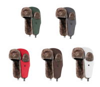 Gorro de Invierno Personalizado con Orejeras, Estilo Trapper, Rayas, Impermeable, Resistente al Viento, Piel Sintética, Logotipo Bordado, Unisex, para Deportes y Caza
