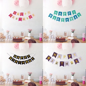 Prêt à expédier – Fournitures de décoration pour événements et fêtes – Bannière <span class=keywords><strong>Joyeux</strong></span> <span class=keywords><strong>Anniversaire</strong></span> en lettres dorées et argentées – Guirlandes de fête - Product Image 3