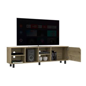 DB Estocolmo Luxury Modern TV Stand para televisores de hasta 70 \ "Acabado en roble claro Consola de TV con cuatro Estantes abiertos para sala de estar - Product Image 2