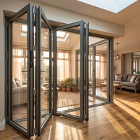Portes et fenêtres pliantes verticales en aluminium au design moderne, résistantes aux ouragans, en acier inoxydable, avec verre feuilleté extérieur