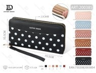 Portafoglio da donna con chiusura a zip, motivo a pois grandi, in microfibra e similpelle, stile classico, per tutte le stagioni - Product Image 1