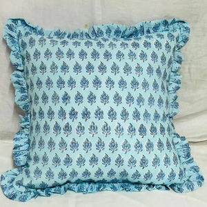 Ruffle <b>Throw</b> <b>Pillow</b> Covers Block Print Farmhouse Floral Hidden Zipper Boho <b>Pillow</b> Case or Cute Outdoor <b>Pillow</b> Case - Product Image 1