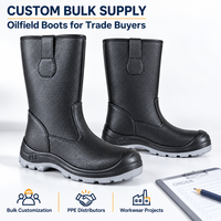 Bottes de sécurité personnalisées à embout d'acier pour le secteur pétrolier, en cuir de vachette pleine fleur, semelle PU double densité pour le forage pétrolier, le gaz et l'entretien industriel