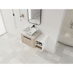 Modern Design Float Bathroom Vanity With Ceramic Sink White Stone Slab <b>Small</b> Storage <b>Shelves</b> Soft Close - Product Image 4