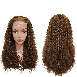 Promotion à 88 $ Perruques Jerry Curly avec fermeture en dentelle 4x4 100% cheveux humains # Perruque en cheveux naturels vierges bruns bruts de 22 pouces, 30 couleurs originales - Product Image 1