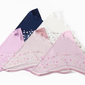 Foulard à imprimé floral pour <span class=keywords><strong>femme</strong></span> - Grand hijab à enfiler, nouveau bonnet doux avec visière - Product Image 2