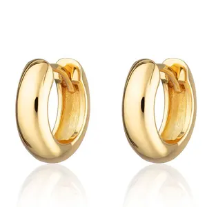 Gemnel minimalist earrings 925 sterling silver 14k gold vermeil chunky huggie hoop earrings for women