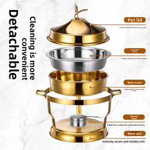 FLEY - Olla Redonda de Acero Inoxidable con Aislamiento Térmico para Buffet, <span class=keywords><strong>Hotel</strong></span>, Comercial, Dorada, Colgante, 4.5L/9.0L - Product Image 2