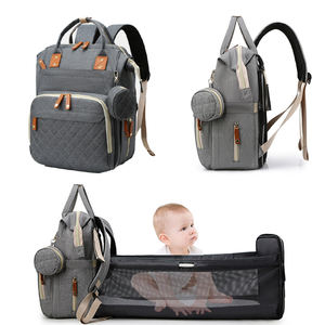 Sac à dos pliable portable de luxe imperméable pour maman bébé avec station de change <span class=keywords><strong>Lit</strong></span> Port USB - Product Image 1