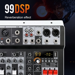 Mezcladora Pequeña KT4 de 4 Canales, Consola de Mezcla de <span class=keywords><strong>Audio</strong></span> Profesional para Video e Iluminación con 99 Efectos, Mezcladora para Escenarios, Conferencias, DJ y Bares - Product Image 4