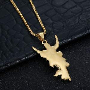 Collier en acier inoxydable plaqué or sous vide, pendentif portrait inspiré <span class=keywords><strong>de</strong></span> YSL / <span class=keywords><strong>Saint</strong></span> <span class=keywords><strong>Laurent</strong></span>, style vintage hip-hop, bijoux pour homme - Product Image 3