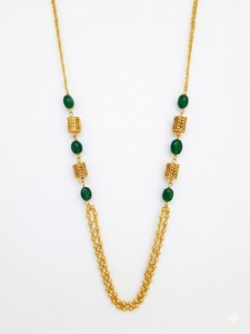 Collar Mala Antiguo de Plata 925 con Cuentas Verdes, Cadena Doble, Joyería Étnica Larga Tradicional para Mujer, Regalo de Boda - Product Image 1