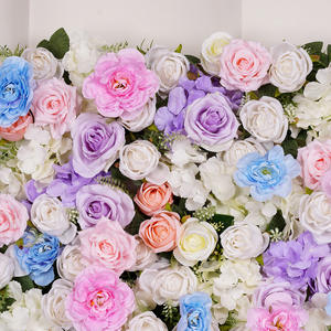 Telón de fondo de boda de tela 3D de pared de flores artificiales rosas de seda Rosa personalizado de 8 pies con elementos decorativos de hortensia - Product Image 2