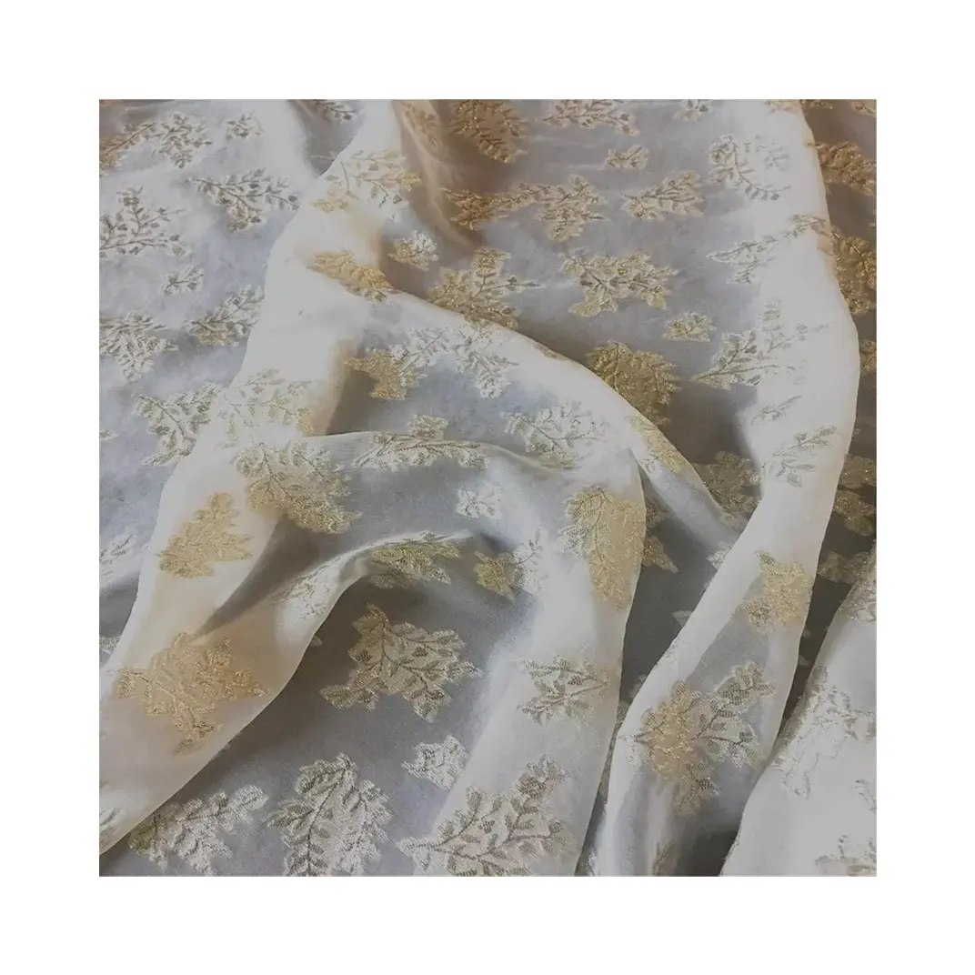 Tissu lurex en mousseline de soie, haute qualité, jacquard uragri, sari