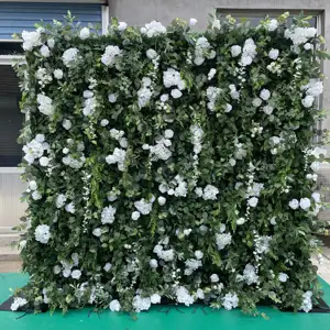 SN-Z001 Rose Blue Purple Green Red Pink White Wedding Party Event Decor Roll Up Artificial Flower Wall Backdrop 8ft X 8ft