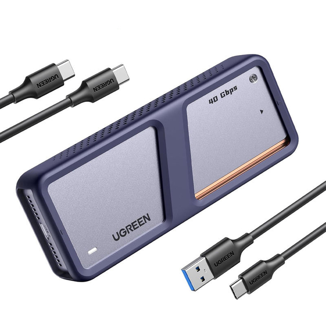 UGREEN CM642 40Gbps M.2 NVMe Enclosure with Cooling Fan Anti-Drop SSD Enclosure for MacBook M.2 Enclosure Support M/B+M Key