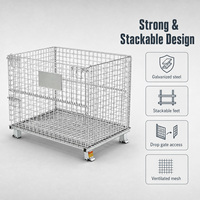 Cage de stockage logistique haute capacité en treillis métallique, conteneur robuste pour entrepôt, idéal pour le stockage et le transport industriels