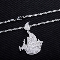 Collier pendentif hip-hop en cuivre incrusté de moissanite, charme de rappeur avec certificat GRA