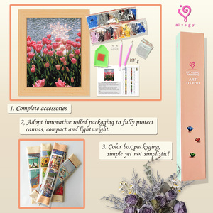 Peinture Diamant Encadrée Paysage de Tulipes, Kit DIY avec Strass en Cristal Rond, Impression Complète, Décoration Artistique - Product Image 3