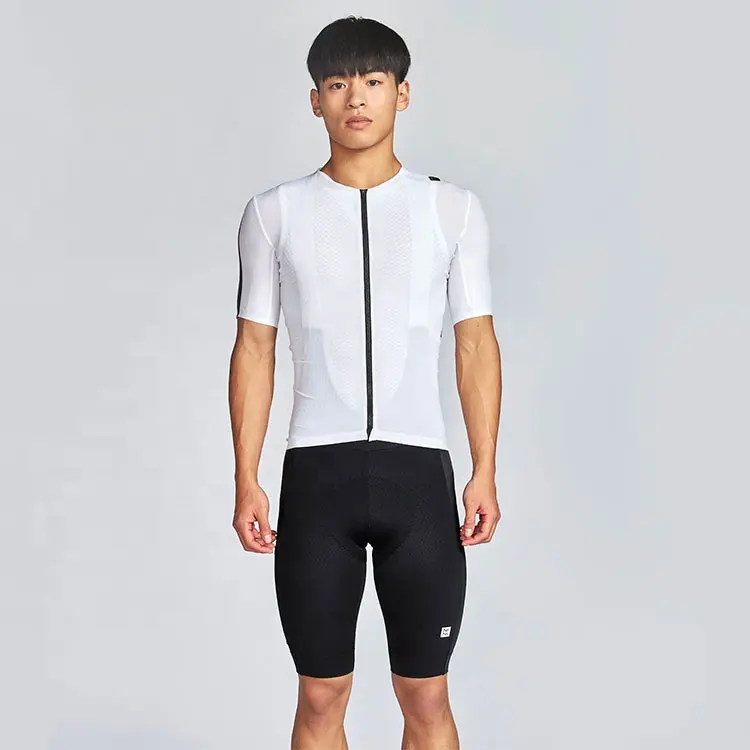 Maillot de cyclisme pour hommes, à manches courtes, logo réfléchissant sur mesure, vêtement de vélo de haute qualité, blanc, avec étiquette privée, PRO7