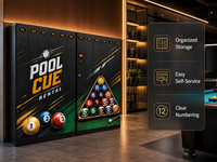 Casier intelligent de location de queues de billard à 12 portes, armoire de rangement d'équipement de billard en libre-service pour salles de billard et clubs