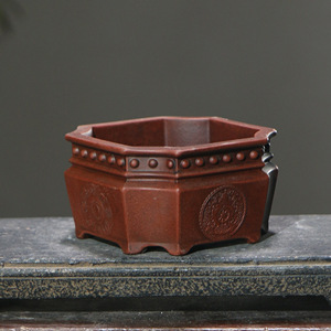 <span class=keywords><strong>Pot</strong></span> à bonsaï <span class=keywords><strong>rectangulaire</strong></span> en argile violette de Yixing galvanisé, design classique, artisanal - Product Image 3