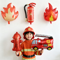 Ballon en aluminium flamme, thème camion de pompiers, activités de maternelle, accessoires de décoration pour fête d'anniversaire d'enfants