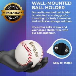 Soporte de Pared para Pelotas Hold My Ball, para Pelotas de Béisbol, Tenis y Cricket, Negro, Accesorios Esculpidos para Mano Izquierda/Derecha - Product Image 3