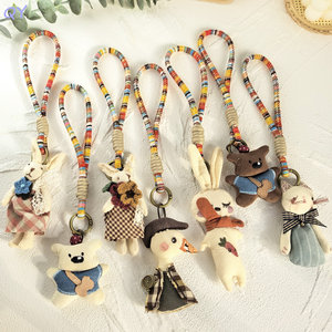 Porte-clés en peluche de coton fait main QY, breloque de sac animal de dessin animé, pendentif à lanière perlée, accessoire cadeau - Product Image 3