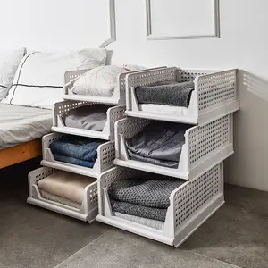 Amazon Hot Selling Stackable Foldable Multi Basket Storage Clothes Organizer Plastic Storage Drawers For Clothes Storage Cabinet