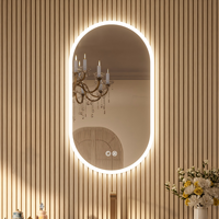 Vente en gros Stock américain Miroir LED intelligent sans cadre pour salle de bain Miroir de salle de bain ovale moderne avec interrupteur tactile éclairé Appartements de dépôt