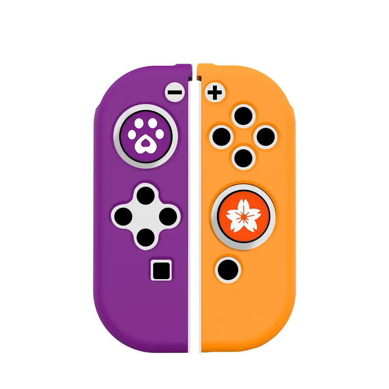 Commutateur de haute qualité boîtier en silicone interrupteur joycon contrôleur de jeu boîtier en silicone avec poignées de pouce