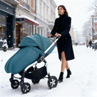 Poussette de luxe pour bébé, pliable, 3 en 1, avec siège auto et accessoires