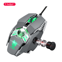 Souris de jeu T-WOLF V10 mécanique à programmation macro, 4 couleurs lumineuses, 1200-3600 DPI, 6 boutons, en stock pour ordinateur de bureau et ordinateur portable