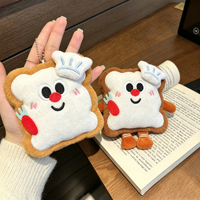 Porte-clés en peluche personnalisé en gros, motif sandwich de dessin animé adorable, image de chef, breloque de sac en peluche en forme de toast pour décoration et cadeau