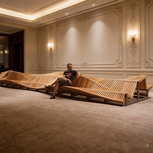 Banc en bois courbé artistique Y725 – Mobilier commercial de qualité supérieure pour sièges de chaises dans les centres commerciaux, aéroports, terminaux et salons d'hôtels - Product Image 5