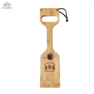 Spatule de barbecue en bambou, outil de cuisson en bois massif avec ouvre-bouteille, ustensile de cuisine multifonctionnel pour l'extérieur - Product Image 4
