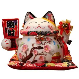japanese-style Fortune Cat ceramic souvenir lucky cat for Home Desktop Cashier lucky cat bead maneki neko gift