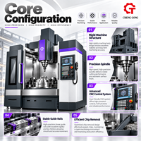 Tour vertical CNC avec garde-corps intégré, table rotative, rampe verticale, rail linéaire et convoyeur de copeaux