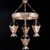 Lampe suspendue LED marocaine en fer et cristal à économie d'énergie, avec garantie de 5 ans, pour la décoration de mosquées et d'allées (vente en gros)