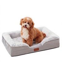 Lit pour chien transfrontalier en mousse à mémoire de forme orthopédique, en bois respirant, extra-large, à soutien élevé, universel pour toutes les saisons
