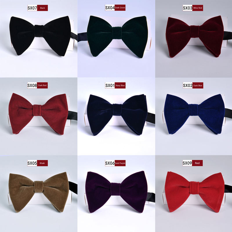 个性时尚专业素色蓝色男士领结新款式天鹅绒领结