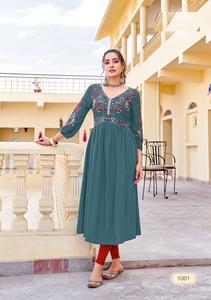 New Designer Heavy Rayon and Embroidery Handwork <b>Kurti</b> Collection - Product Image 3